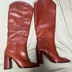 Steve Madden size 6M leather heeled boots Brown Bixby $199.00 MSRP